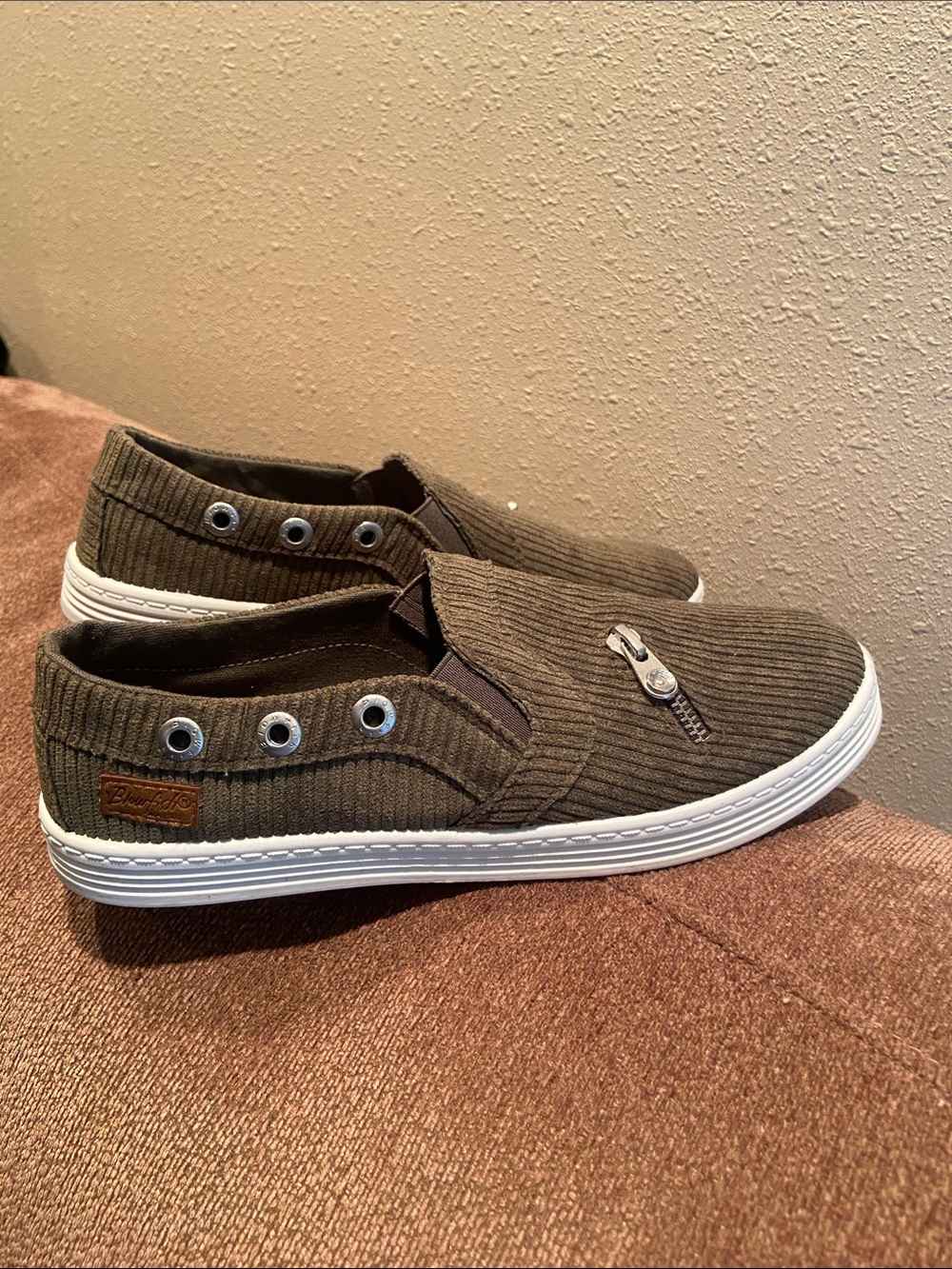 Blowfish Olive Green Slip-On Corduroy Sneakers